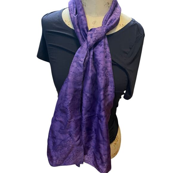 Hand Painted Purple Scarf Signed Art 60x12 Inches - Picture 1 of 6